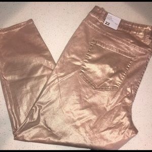 Lane Bryant plus size 22 rose gold metallic jeans